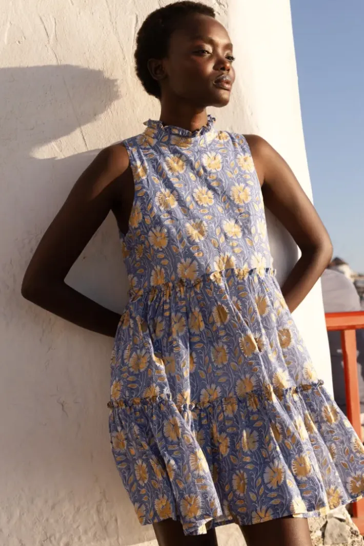 New Ruffle Tiered Short- Mughal Blue Short & Mini Dresses|Dresses