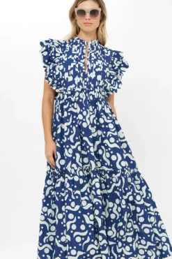 New Scallop Pintuck Maxi- Acadia Navy Maxis|Dresses