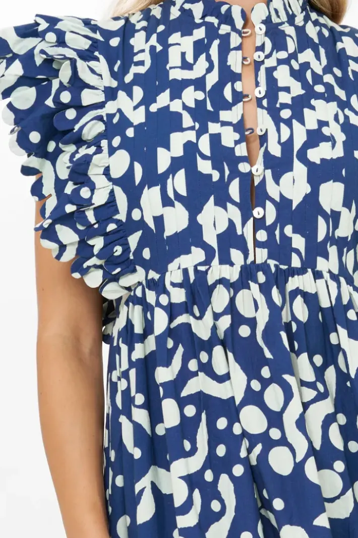 New Scallop Pintuck Maxi- Acadia Navy Maxis|Dresses