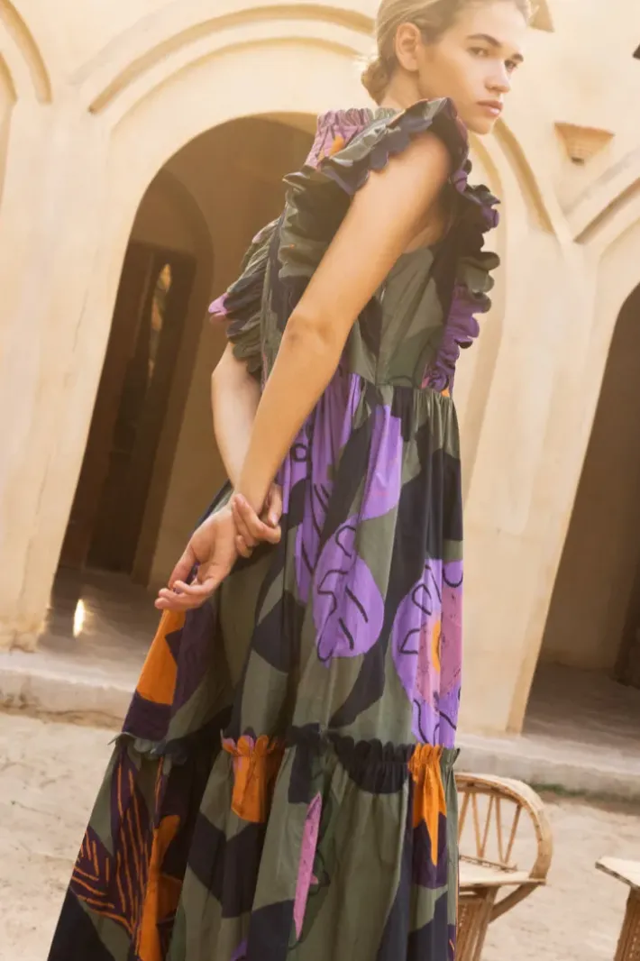 Online Scallop Pintuck Maxi- Bergen Olive Maxis|Dresses