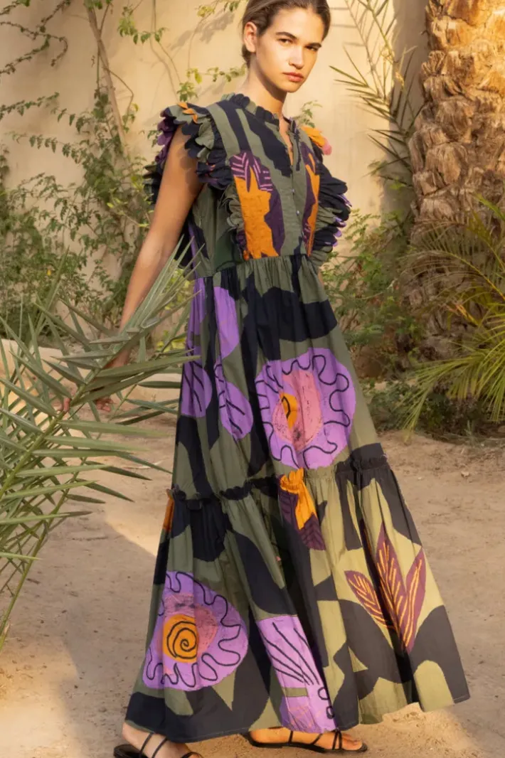 Online Scallop Pintuck Maxi- Bergen Olive Maxis|Dresses