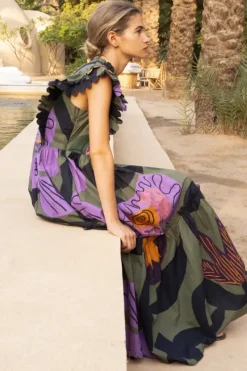 Online Scallop Pintuck Maxi- Bergen Olive Maxis|Dresses