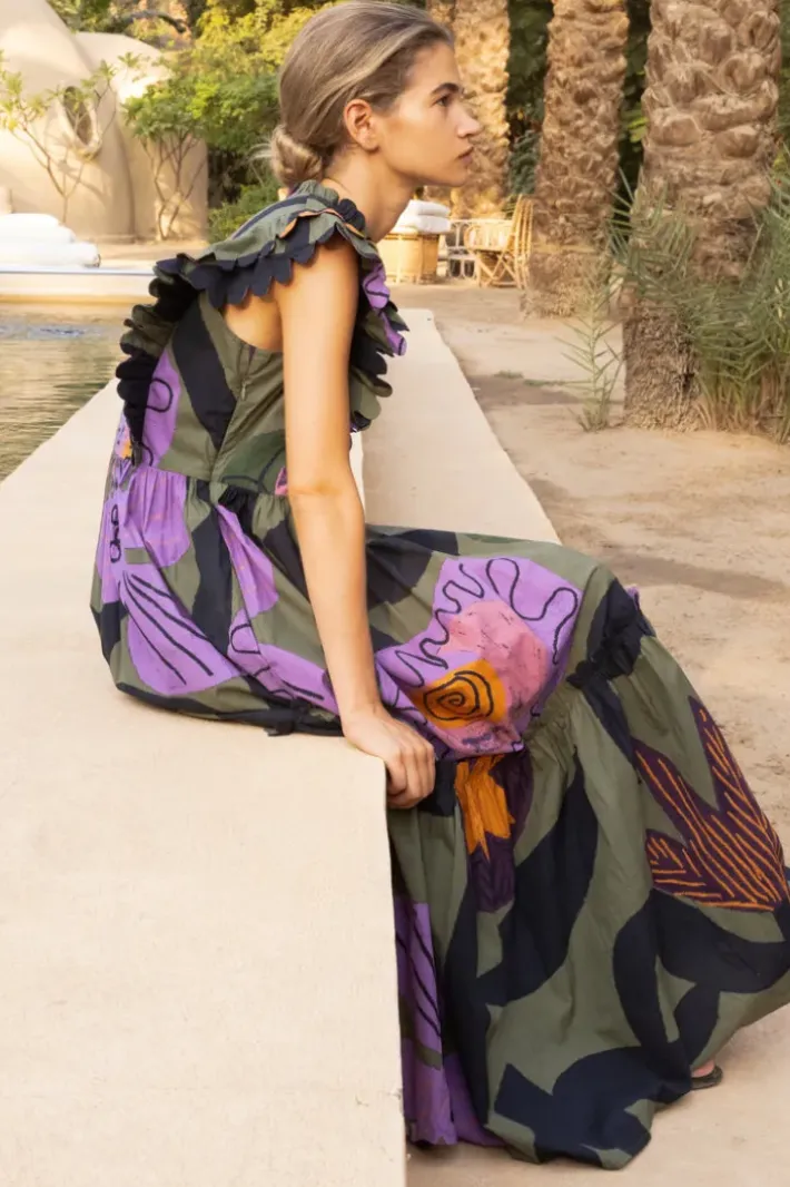 Online Scallop Pintuck Maxi- Bergen Olive Maxis|Dresses