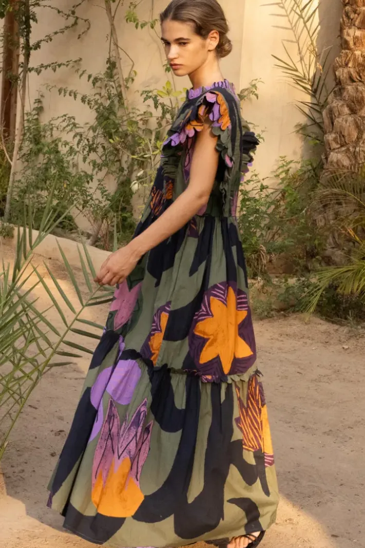 Online Scallop Pintuck Maxi- Bergen Olive Maxis|Dresses