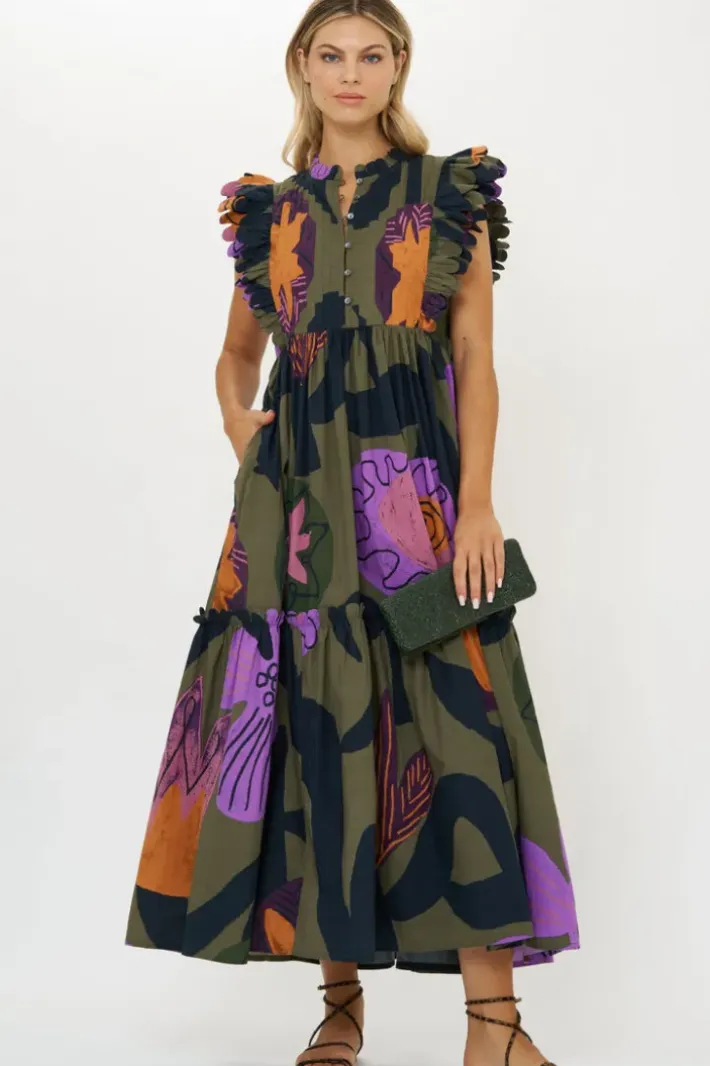 Online Scallop Pintuck Maxi- Bergen Olive Maxis|Dresses