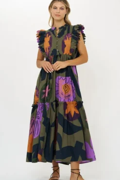 Online Scallop Pintuck Maxi- Bergen Olive Maxis|Dresses