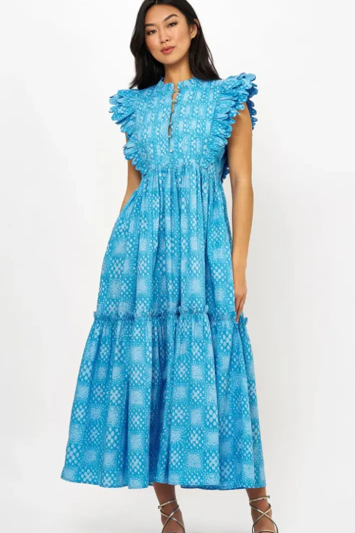 Online Scallop Pintuck Maxi- Matrix Blue Maxis