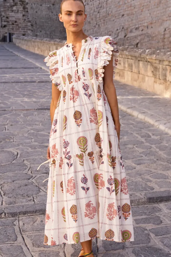 Clearance Scallop Pintuck Maxi- Taormina Cream Dresses|Maxis
