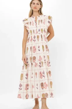 Clearance Scallop Pintuck Maxi- Taormina Cream Dresses|Maxis