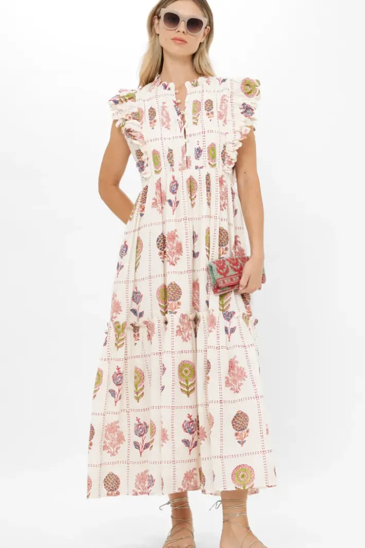 Clearance Scallop Pintuck Maxi- Taormina Cream Dresses|Maxis