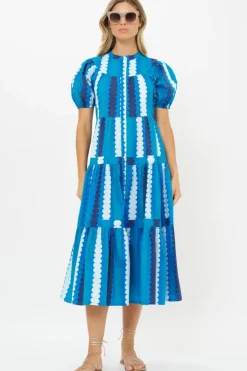 Clearance Scoop Tiered Midi- Meko Blue Dresses