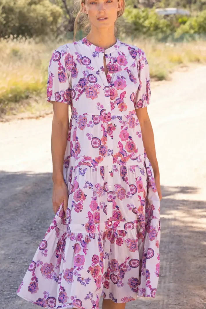 Outlet Scoop Tiered Midi- Pretoria Pink Midis|Dresses