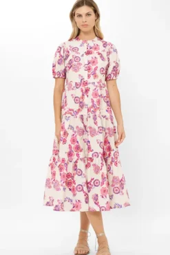 Outlet Scoop Tiered Midi- Pretoria Pink Midis|Dresses