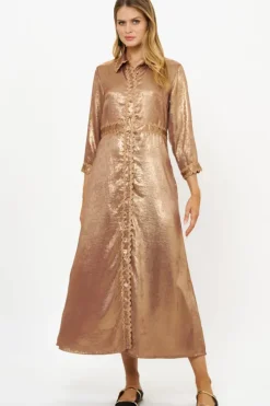 Discount Shirt Dress Maxi- Cairo Gold Maxis