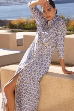 Sale Shirt Dress Maxi- Veranda Blue Maxis|Dresses
