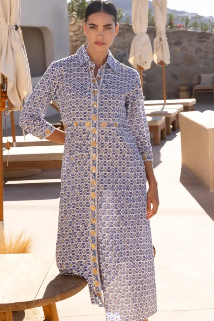 Sale Shirt Dress Maxi- Veranda Blue Maxis|Dresses