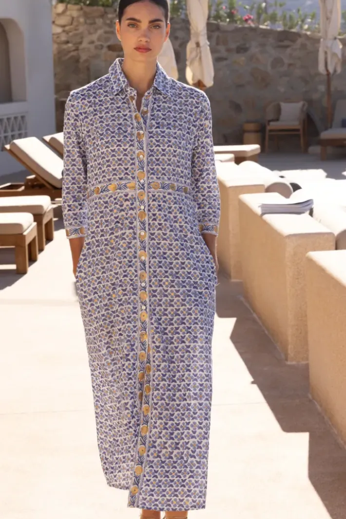 Sale Shirt Dress Maxi- Veranda Blue Maxis|Dresses
