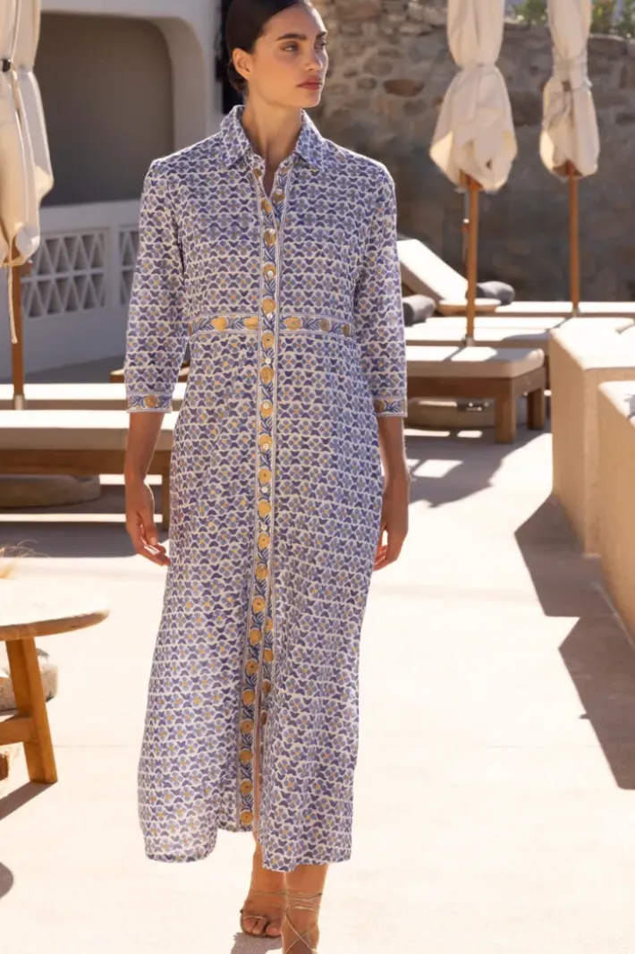 Sale Shirt Dress Maxi- Veranda Blue Maxis|Dresses