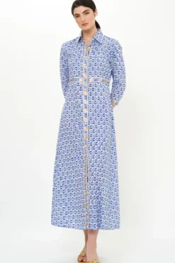 Sale Shirt Dress Maxi- Veranda Blue Maxis|Dresses
