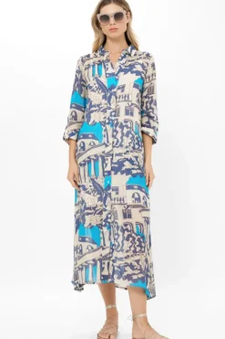 New Shirt Dress Midi- Roma Blue Midis|Dresses