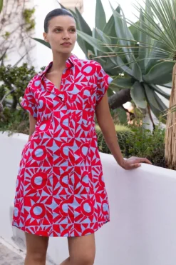 Hot Shirt Dress Mini- Eclipse Red Short & Mini Dresses|Dresses
