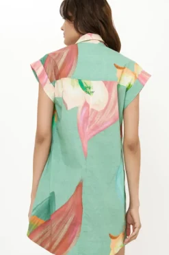 Hot Shirt Dress Mini- Hibiscus Sage Short & Mini Dresses|Dresses