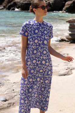 Short Sleeve Shift Maxi- Eclipse Blue Maxis|Dresses