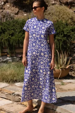 Short Sleeve Shift Maxi- Eclipse Blue Maxis|Dresses
