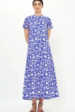 Short Sleeve Shift Maxi- Eclipse Blue Maxis|Dresses