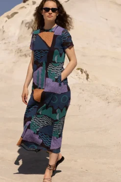 Discount Short Sleeve Shift Maxi- Riviera Blue Maxis|Dresses