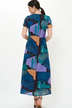 Discount Short Sleeve Shift Maxi- Riviera Blue Maxis|Dresses