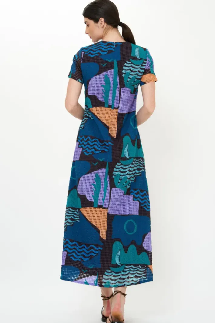Discount Short Sleeve Shift Maxi- Riviera Blue Maxis|Dresses