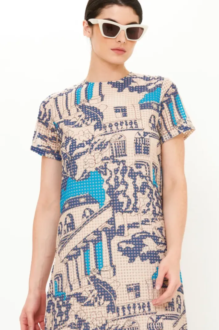 Online Short Sleeve Shift Maxi- Roma Blue Maxis|Dresses