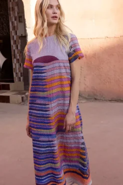 Short Sleeve Shift Maxi- Solstice Blue Maxis|Dresses