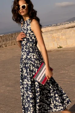 Sale Sleeveless Piped Maxi- Acadia Navy Maxis|Dresses