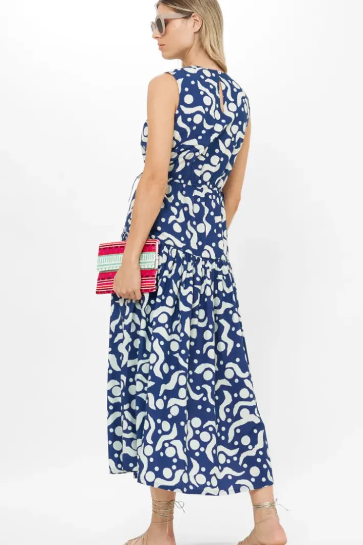 Sale Sleeveless Piped Maxi- Acadia Navy Maxis|Dresses