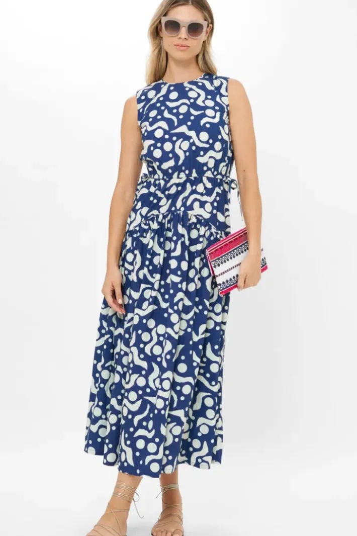 Sale Sleeveless Piped Maxi- Acadia Navy Maxis|Dresses