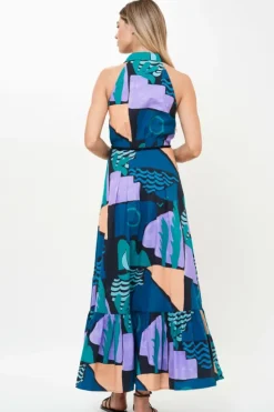Clearance Sleeveless Shirt Dress Maxi- Riviera Blue Maxis|Dresses