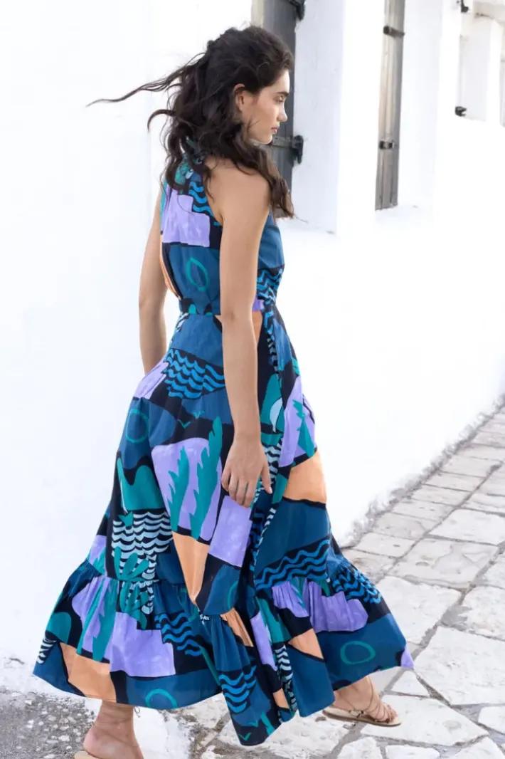 Clearance Sleeveless Shirt Dress Maxi- Riviera Blue Maxis|Dresses