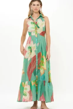 Best Sleeveless Shirt Dress Maxi- Hibiscus Sage Maxis|Dresses