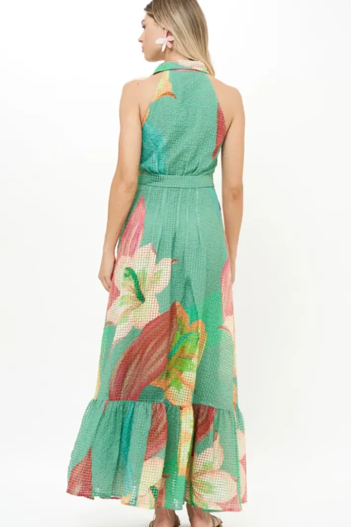 Best Sleeveless Shirt Dress Maxi- Hibiscus Sage Maxis|Dresses