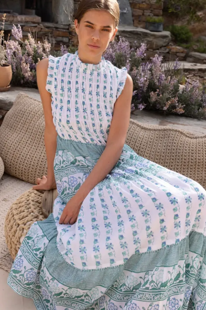 Clearance Sleeveless Smocked Maxi- Boreggo Green Maxis|Dresses