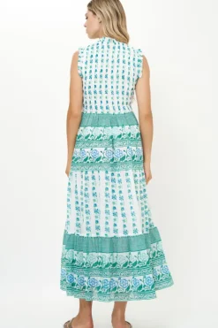Clearance Sleeveless Smocked Maxi- Boreggo Green Maxis|Dresses