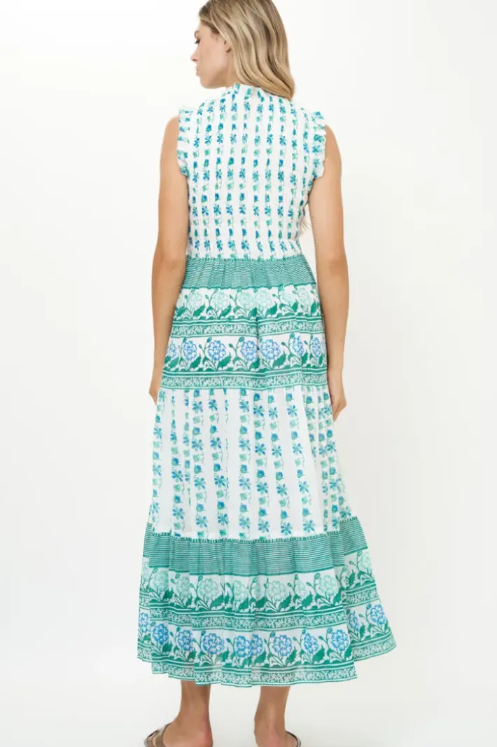 Clearance Sleeveless Smocked Maxi- Boreggo Green Maxis|Dresses