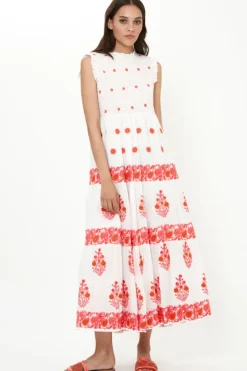 Sleeveless Smocked Maxi- Calistoga Coral Maxis|Dresses