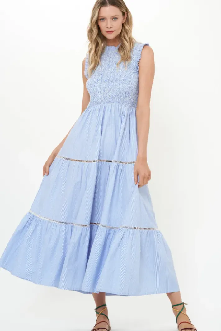 Online Sleeveless Smocked Maxi- Chatham Blue Maxis|Dresses