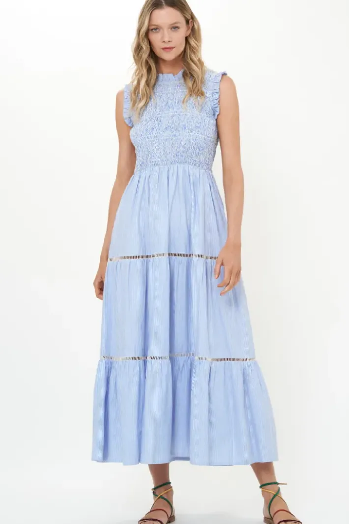 Online Sleeveless Smocked Maxi- Chatham Blue Maxis|Dresses