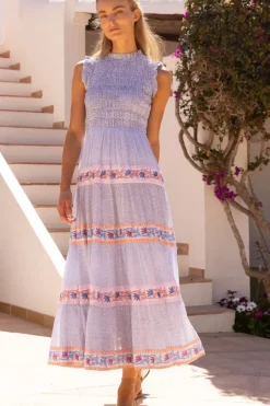 New Sleeveless Smocked Maxi- Jungi Peach Maxis|Dresses