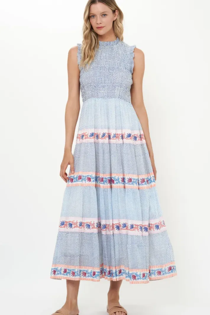 New Sleeveless Smocked Maxi- Jungi Peach Maxis|Dresses