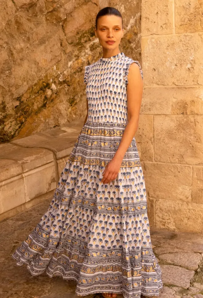 Discount Sleeveless Smocked Maxi- Lotus Navy Maxis|Dresses